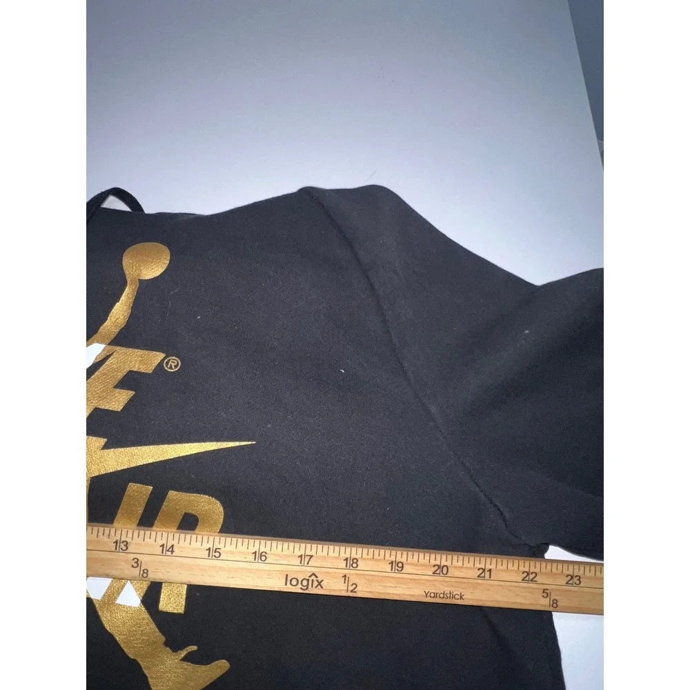 Jordan Jumpman Nike Air Hoodie Mens XL Black Gold Metallic Pullover Fleece VTG